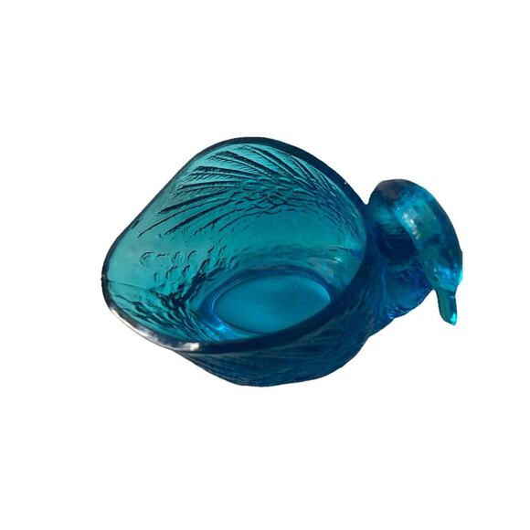 Vintage Swan L E Smith Glass Turquoise Blue Trinket Dish Nautical Beach Decor - Picture 16 of 16